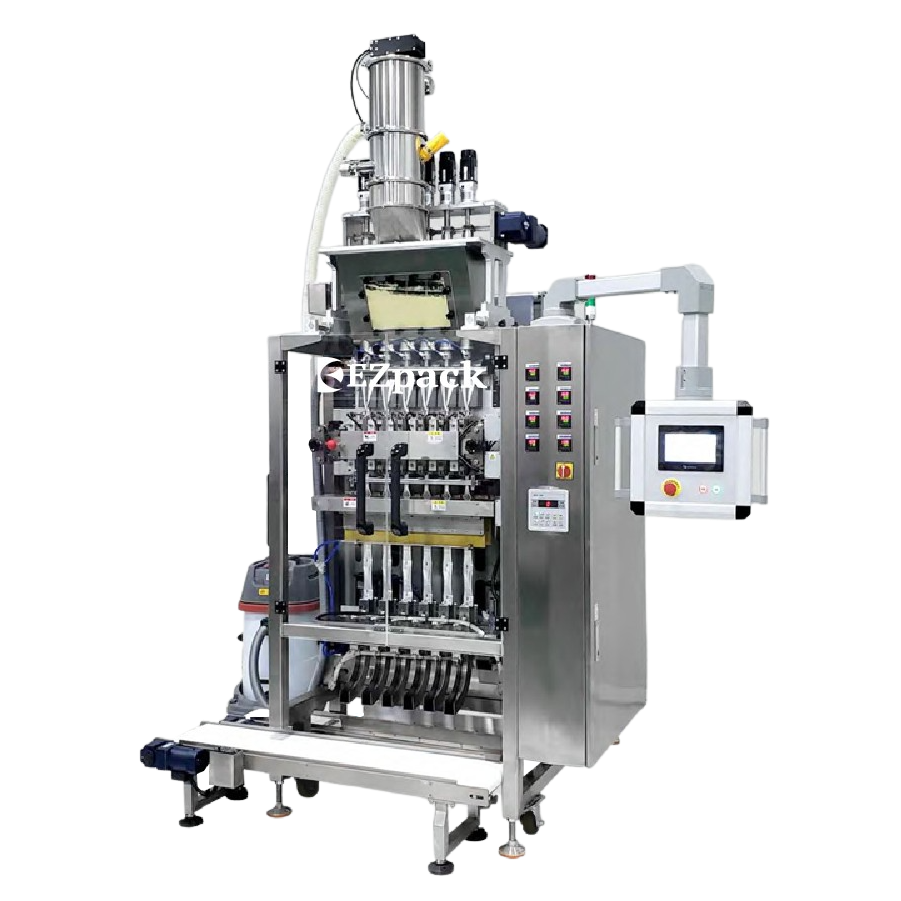 Multilane machine for powder